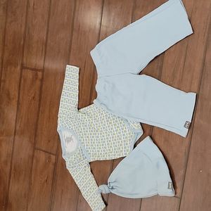 Petunia Pickle Bottom blue and green outfit 6-12 months